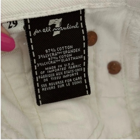 7 For All Mankind White Dojo Flare Jeans Rhinestone Pockets - Picture 8 of 9
